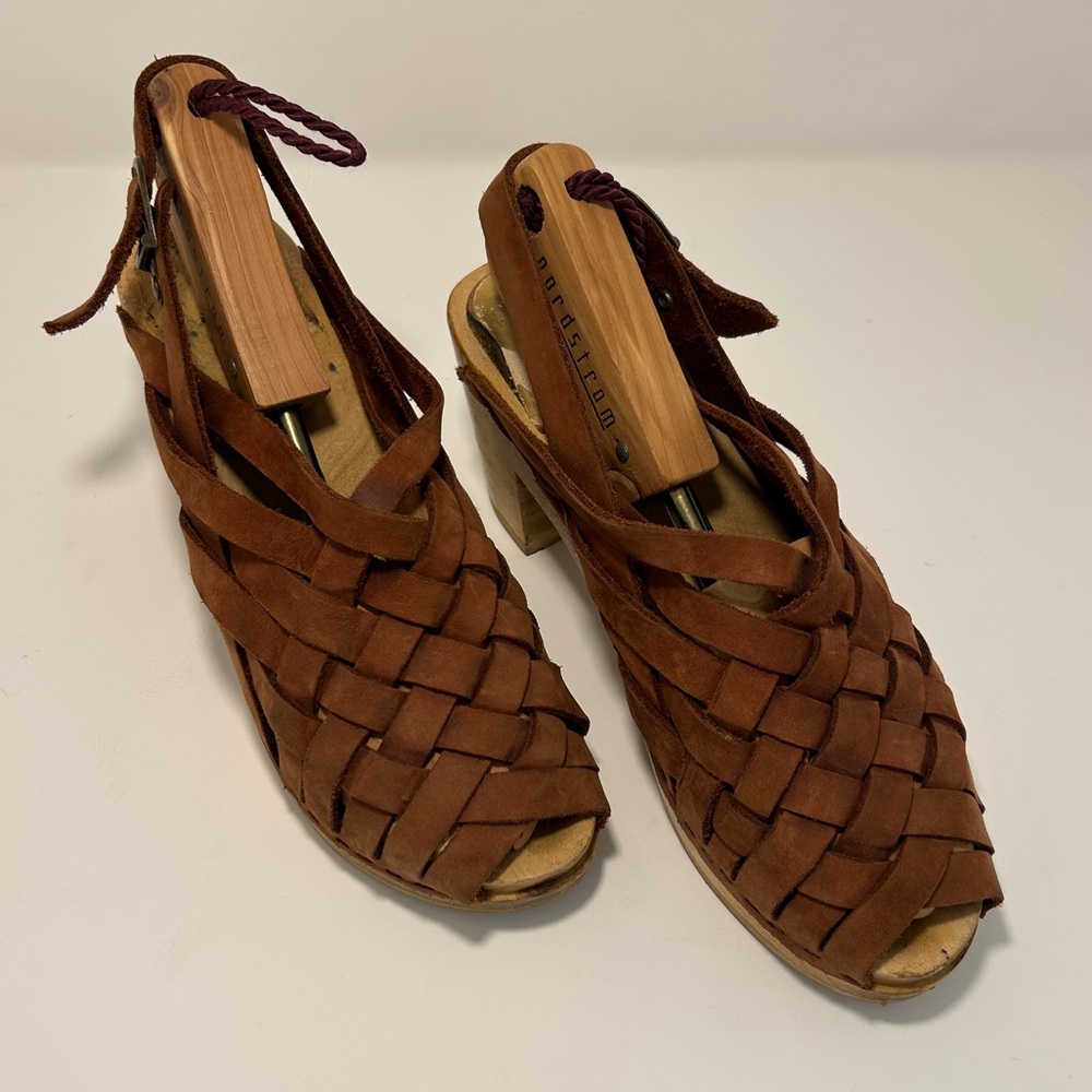 No.6 Rare woven leather peep-toe sling back clog sandal. Size 39 - Picture 3 of 8
